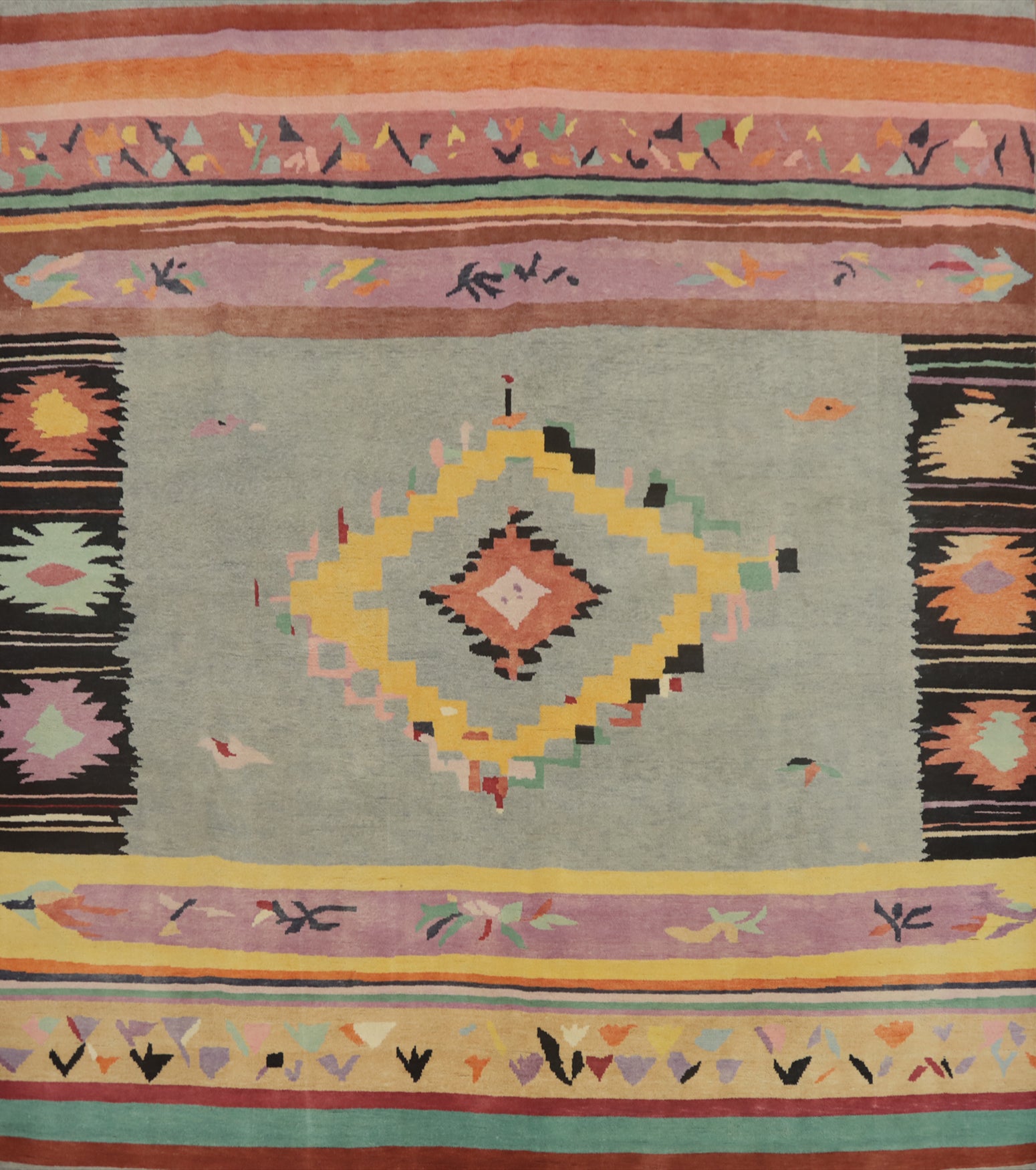 Geometric Gabbeh Vegetable Dye Square Area Rug 10x10