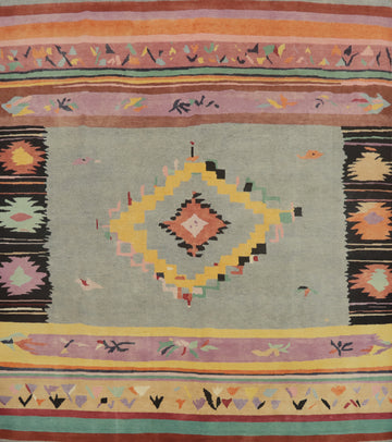 Geometric Gabbeh Vegetable Dye Square Area Rug 10x10