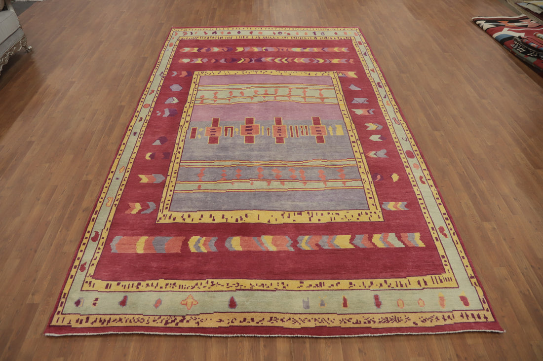 Geometric Gabbeh Vegetable Dye Area Rug 8x13