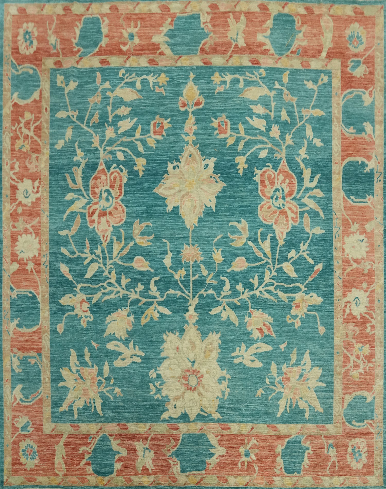 Vegetable Dye Floral Oushak Square Area Rug 10x10