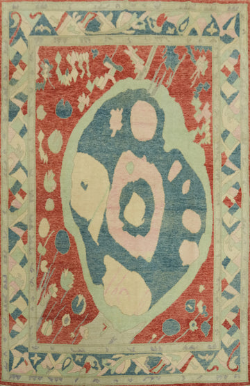Vegetable Dye Wool Oushak Turkish Area Rug 6x8