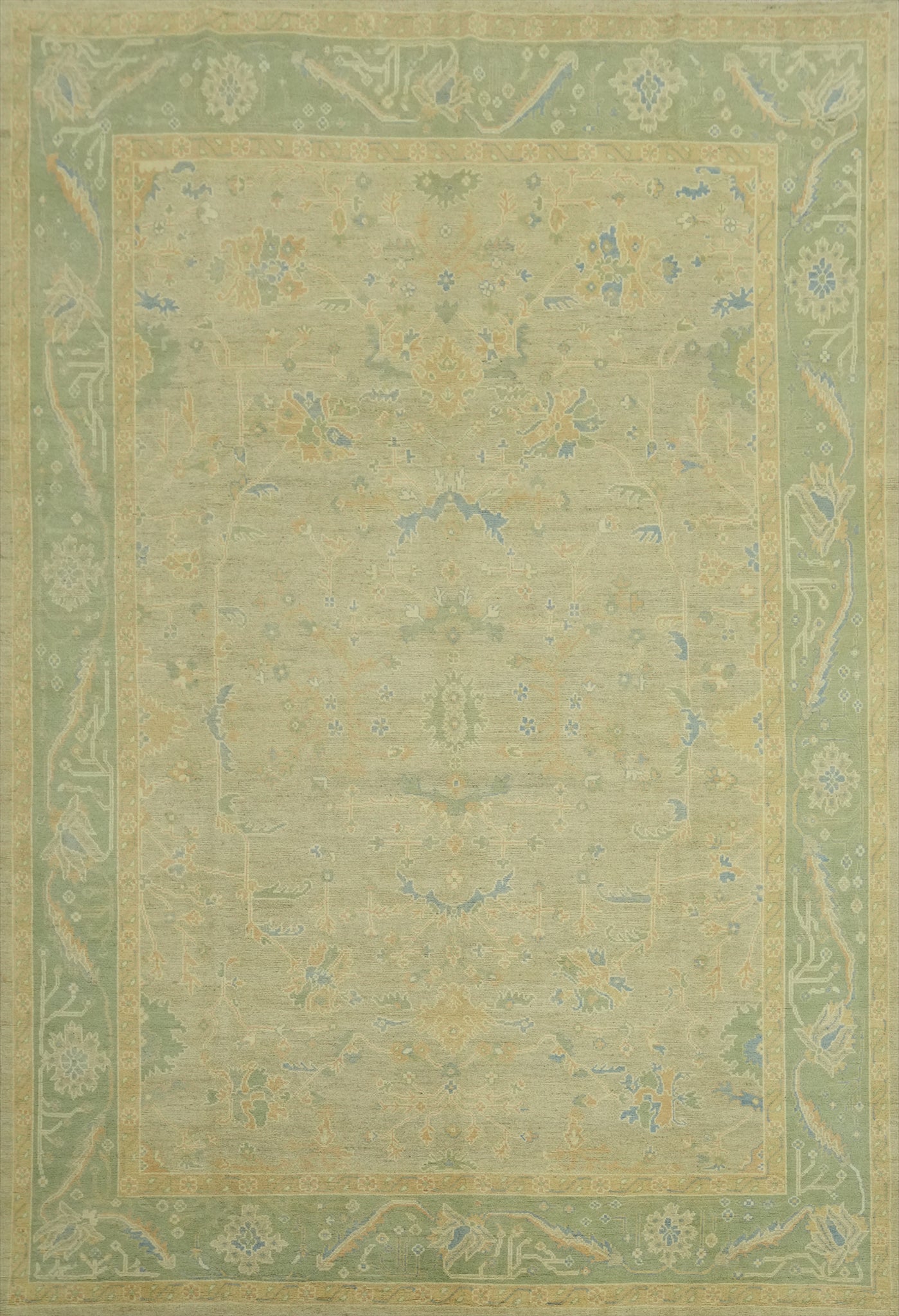 Vegetable Dye Wool Oushak Turkish Area Rug 9x12