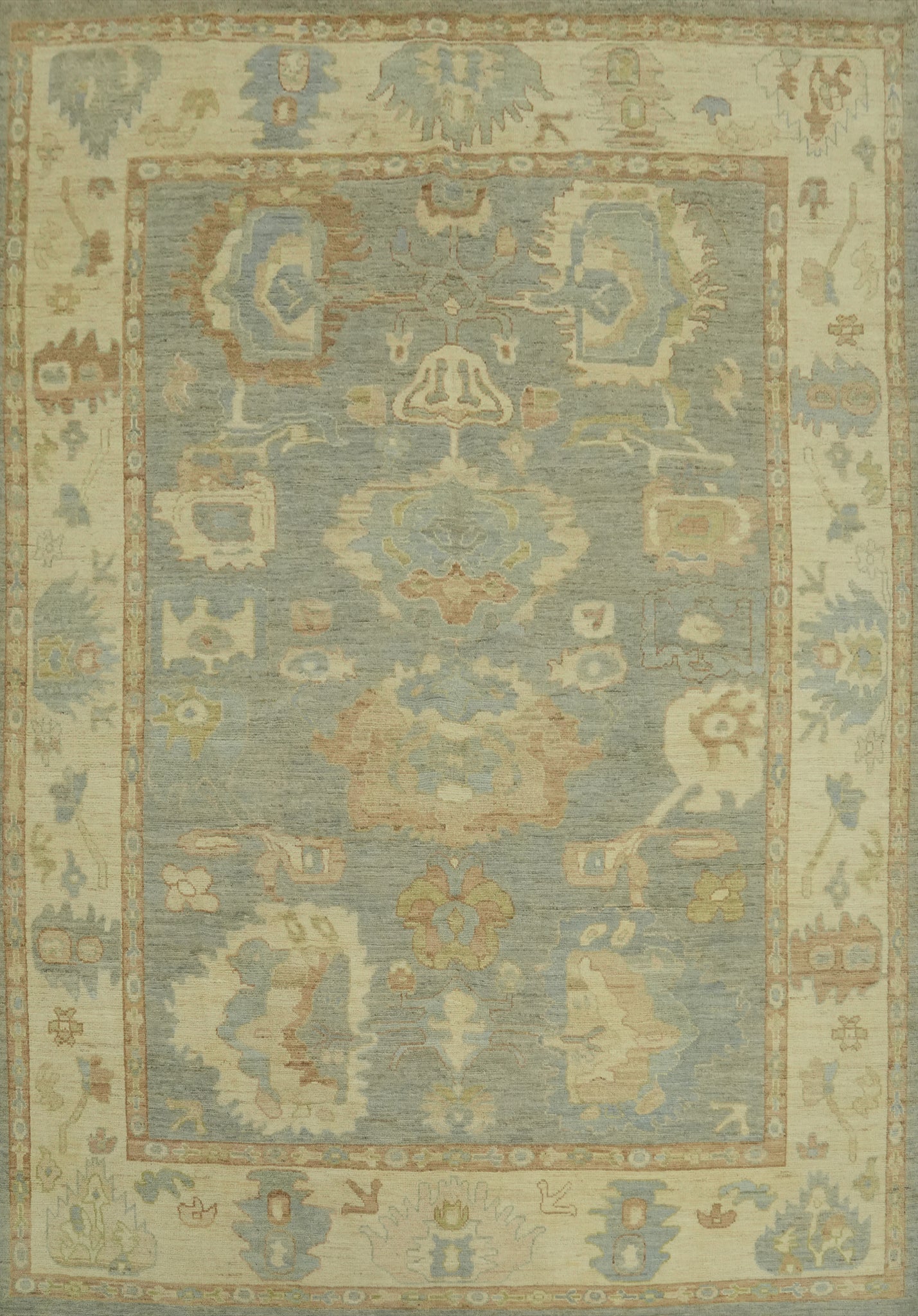 Vegetable Dye Wool Oushak Turkish Area Rug 8x11