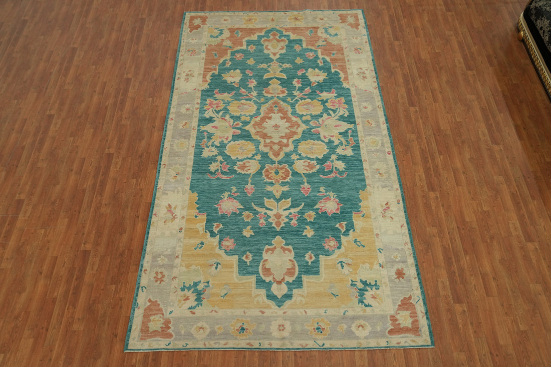 Vegetable Dye Wool Oushak Turkish Area Rug 7x13