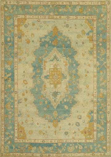Vegetable Dye Blue Oushak Turkish Area Rug 9x12