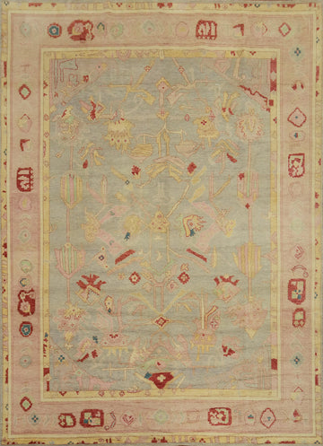 Vegetable Dye Wool Oushak Turkish Area Rug 10x13