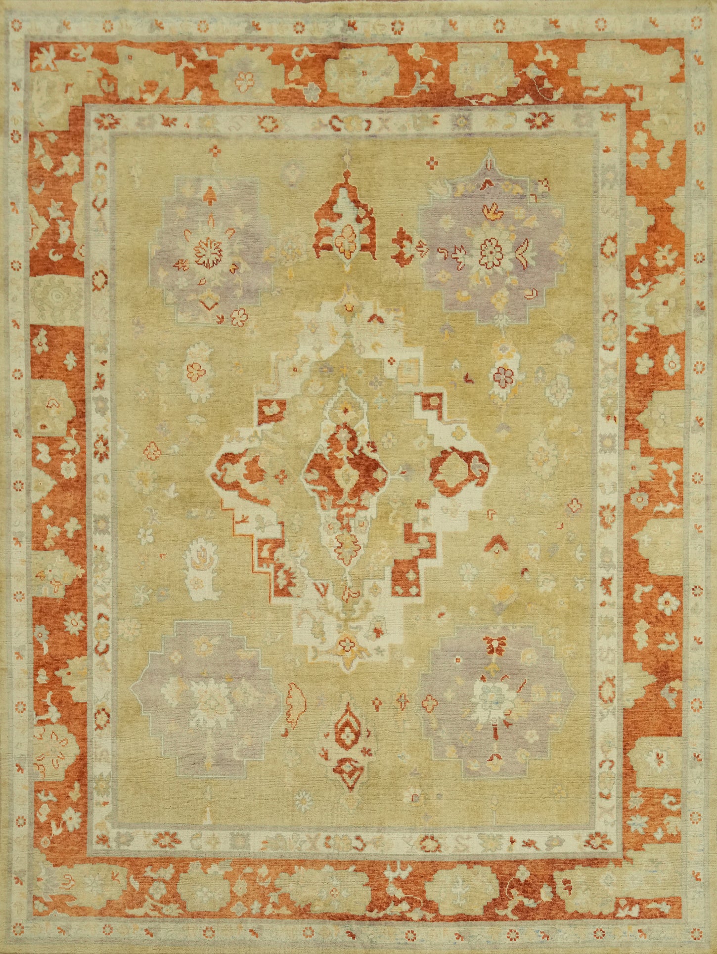 Vegetable Dye Wool Oushak Turkish Area Rug 8x10