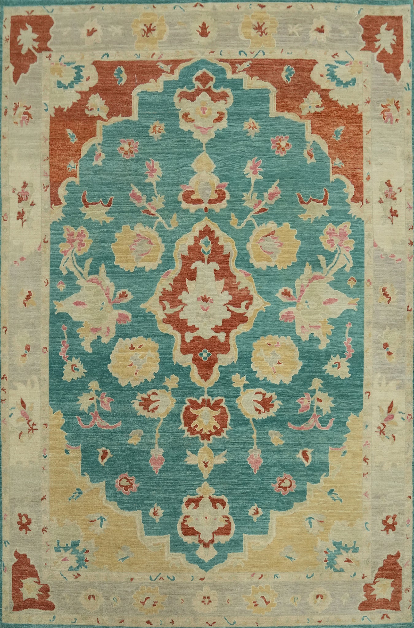 Vegetable Dye Wool Oushak Turkish Area Rug 8x11