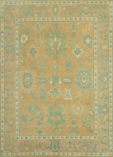 Vegetable Dye Floral Oushak Turkish Area Rug 8x11