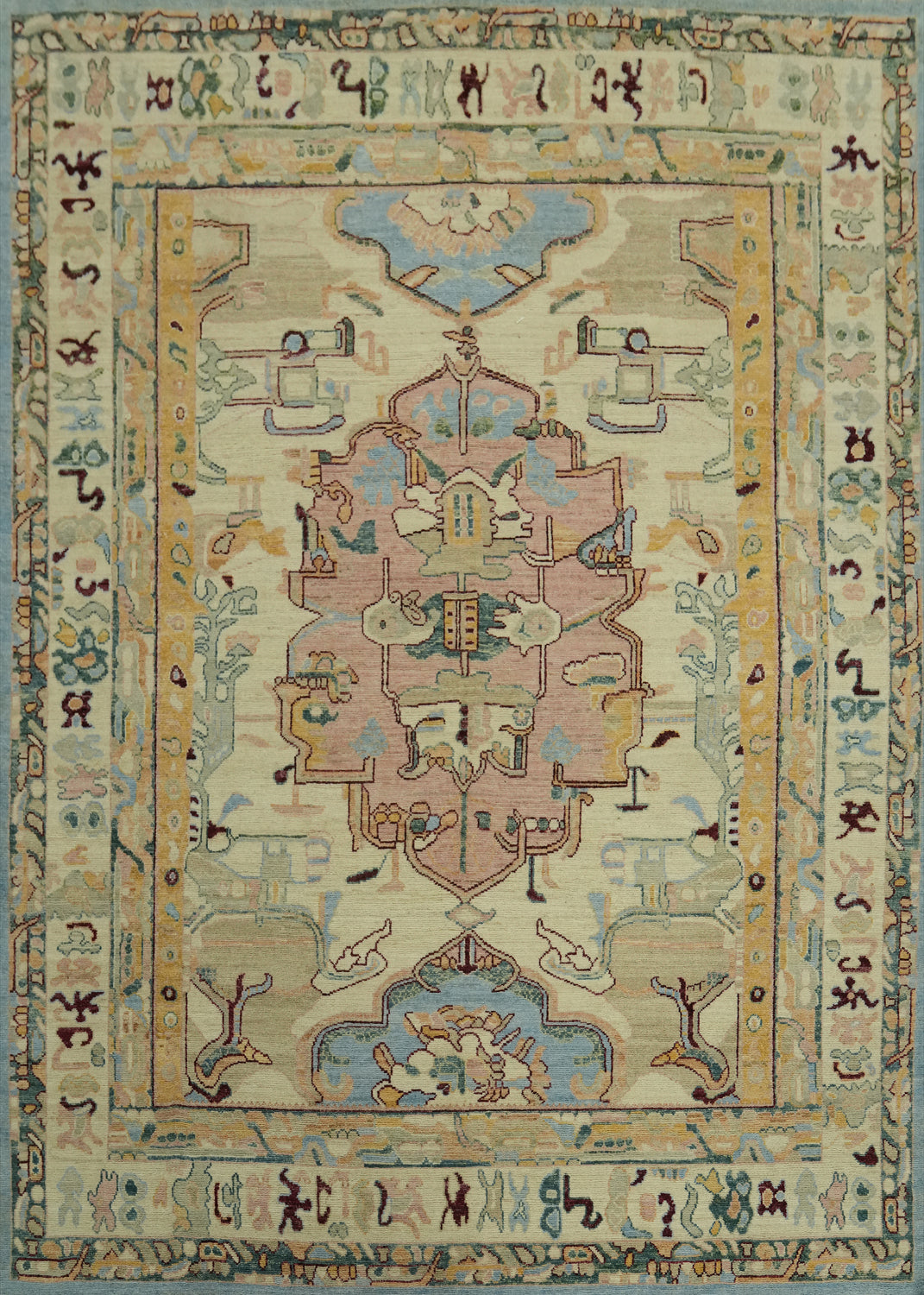 Vegetable Dye Wool Oushak Turkish Area Rug 8x10