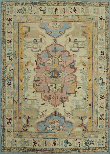 Vegetable Dye Wool Oushak Turkish Area Rug 8x10