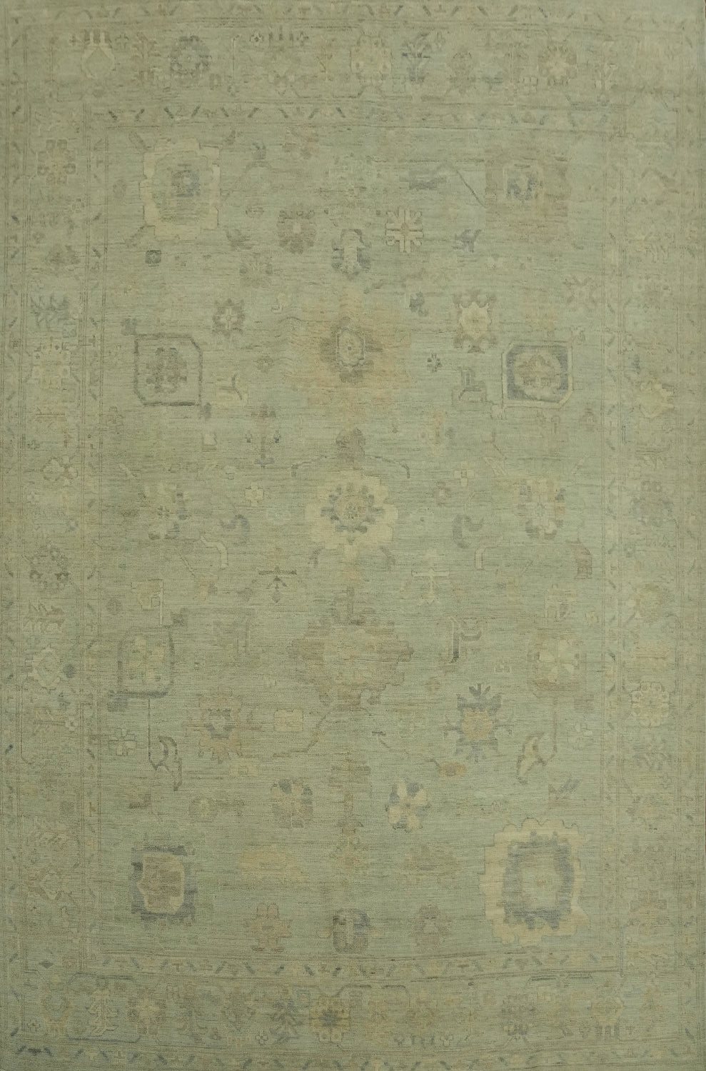 Vegetable Dye Wool Oushak Turkish Area Rug 9x11