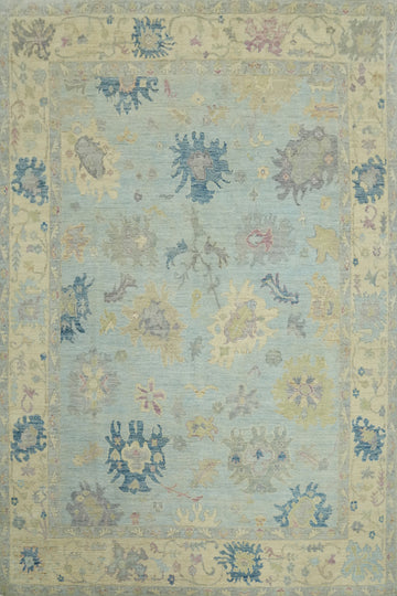 Handmade Blue Oushak Vegetable Dye Area Rug 8x10