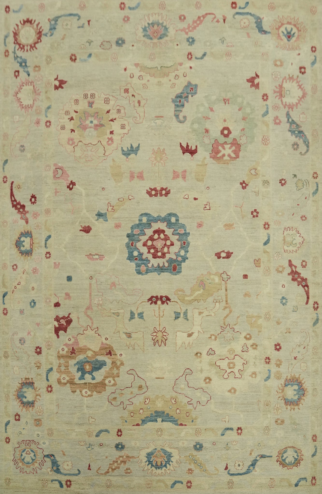 Vegetable Dye Wool Oushak Turkish Area Rug 9x12