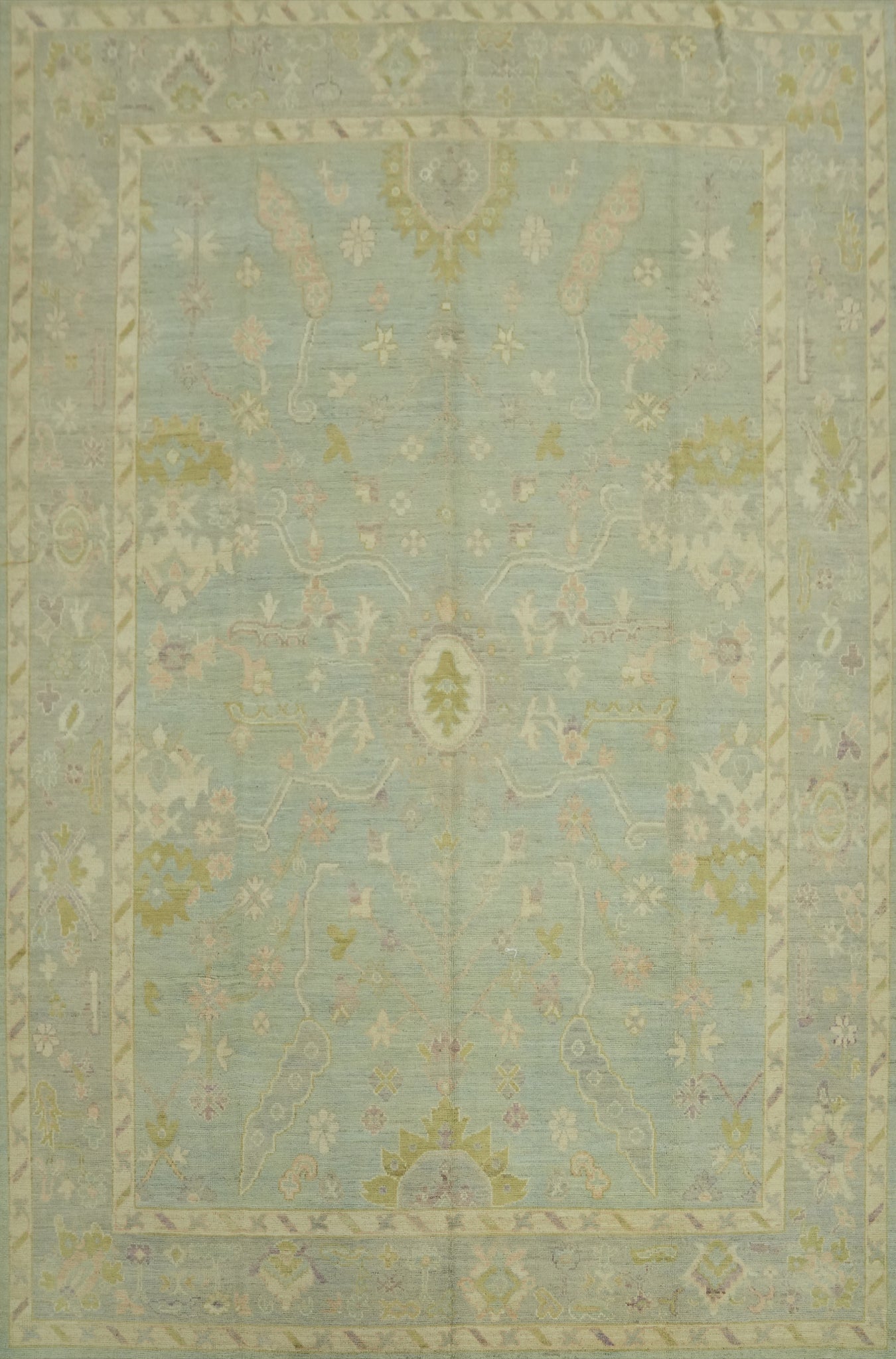 Vegetable Dye Wool Oushak Turkish Area Rug 9x12