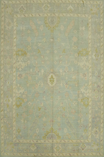 Vegetable Dye Wool Oushak Turkish Area Rug 9x12