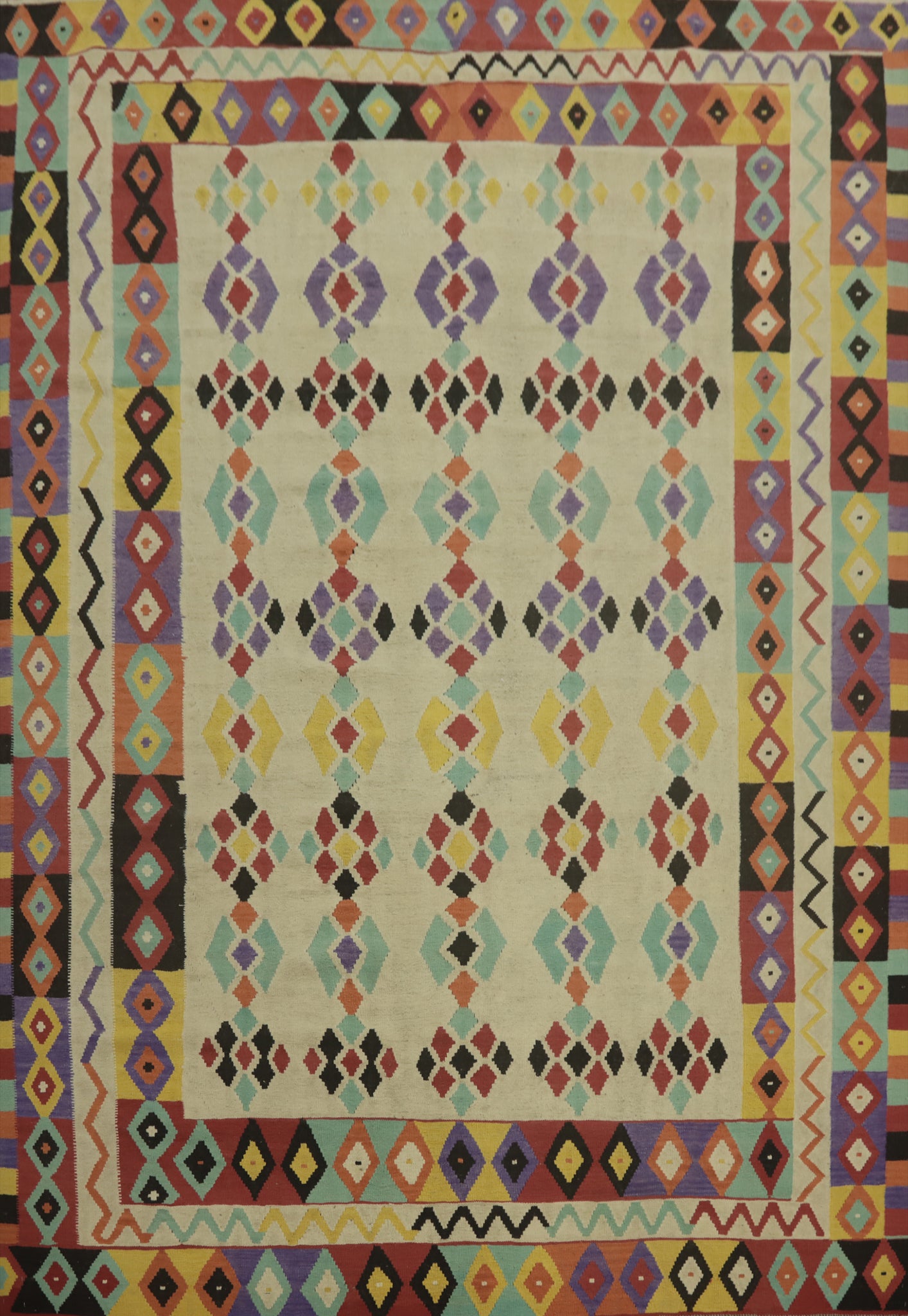 Geometric Kilim Wool Oriental Area Rug 9x12