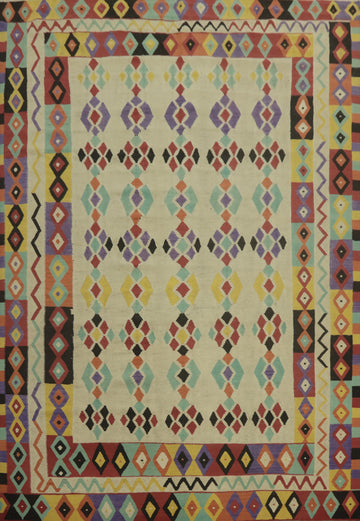Geometric Kilim Wool Oriental Area Rug 9x12