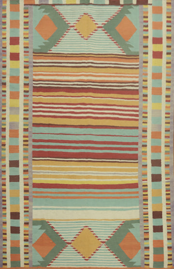 Striped Wool Kilim Oriental Area Rug 6x8