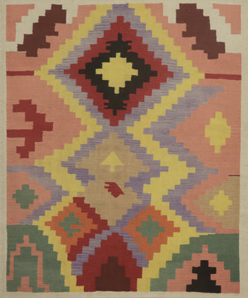 Geometric Kilim Square Area Rug 6x6