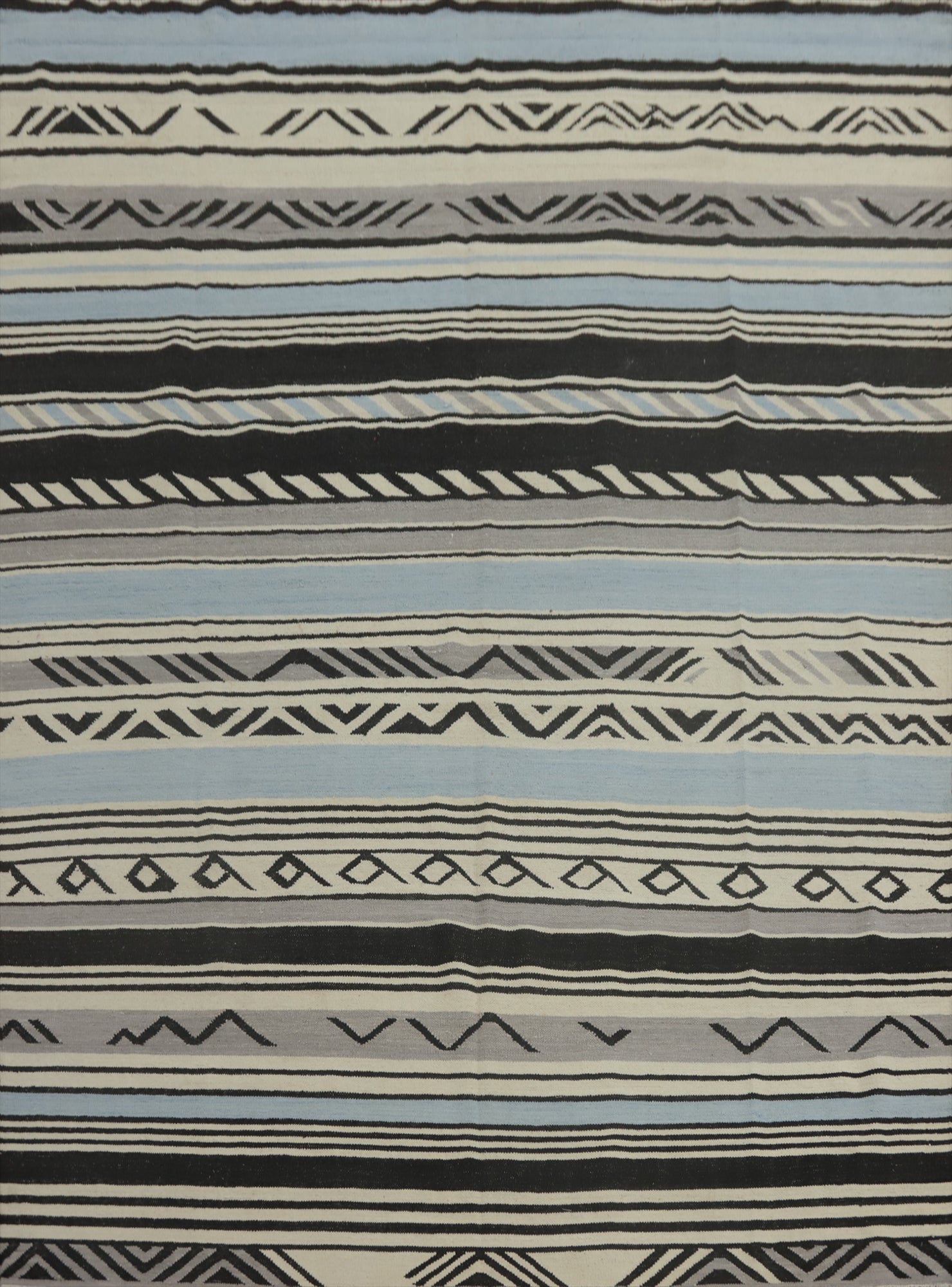 Striped Kilim Wool Vegetable Dye Area Rug 8x10