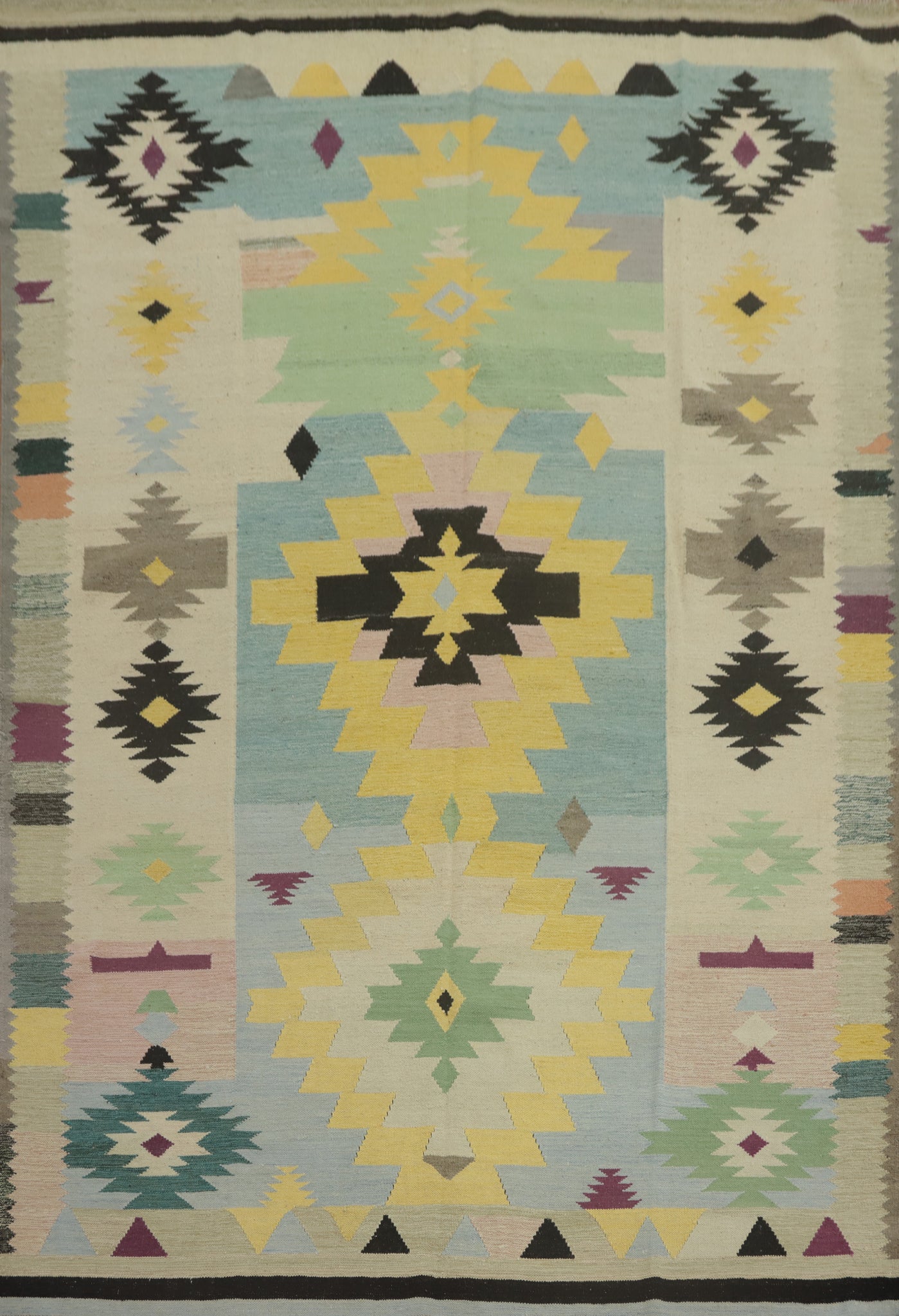 Geometric Kilim Vegetable Dye Area Rug 8x10