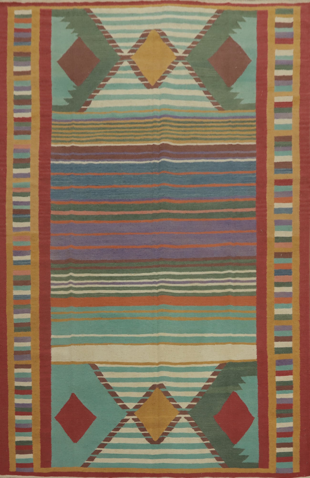 Striped Wool Tribal Kilim Oriental Area Rug 7x10