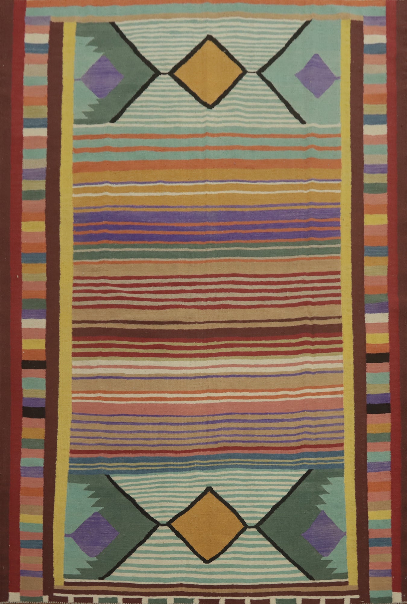 Striped Wool Kilim Oriental Area Rug 7x10