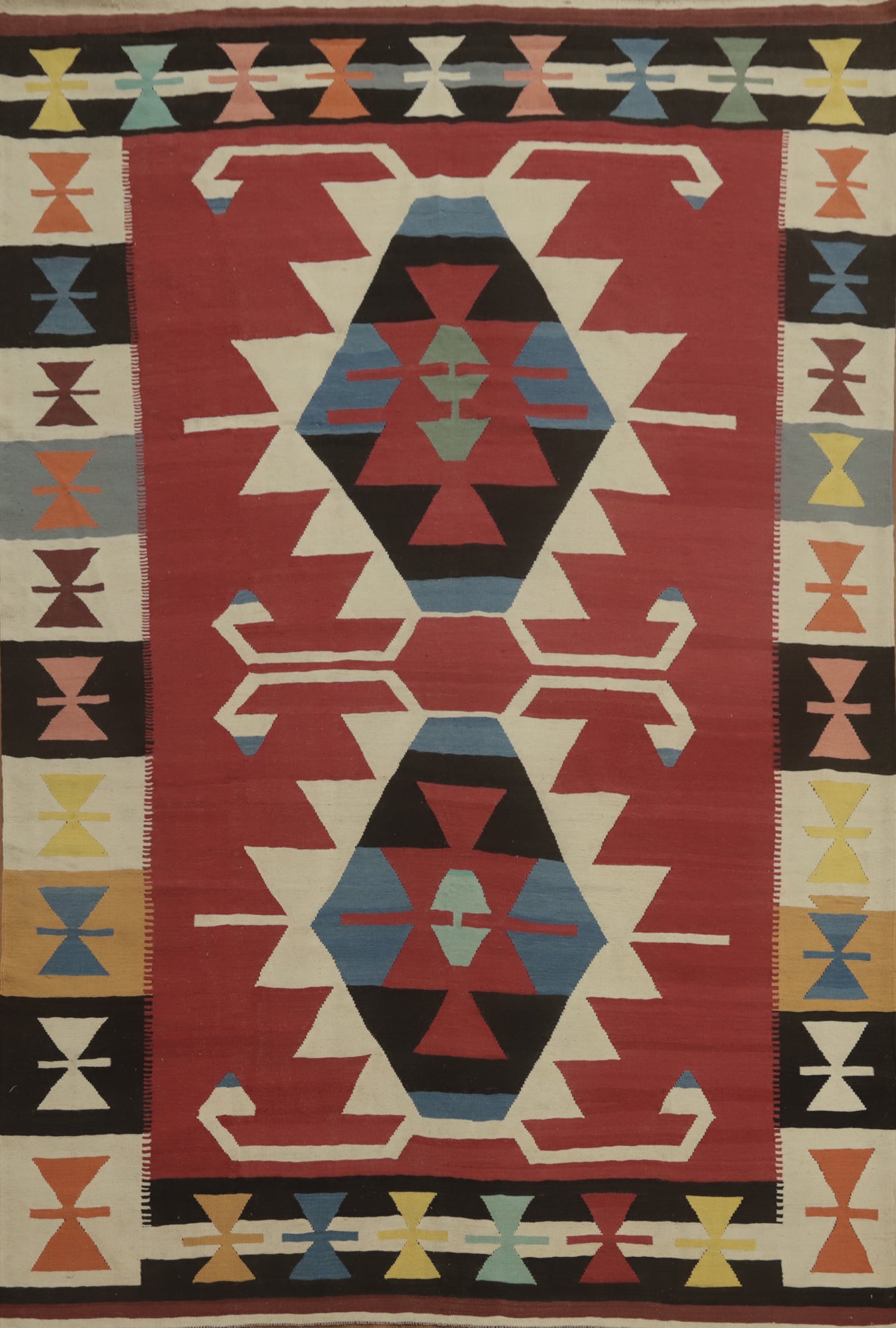Geometric Wool Kilim Oriental Area Rug 10x13