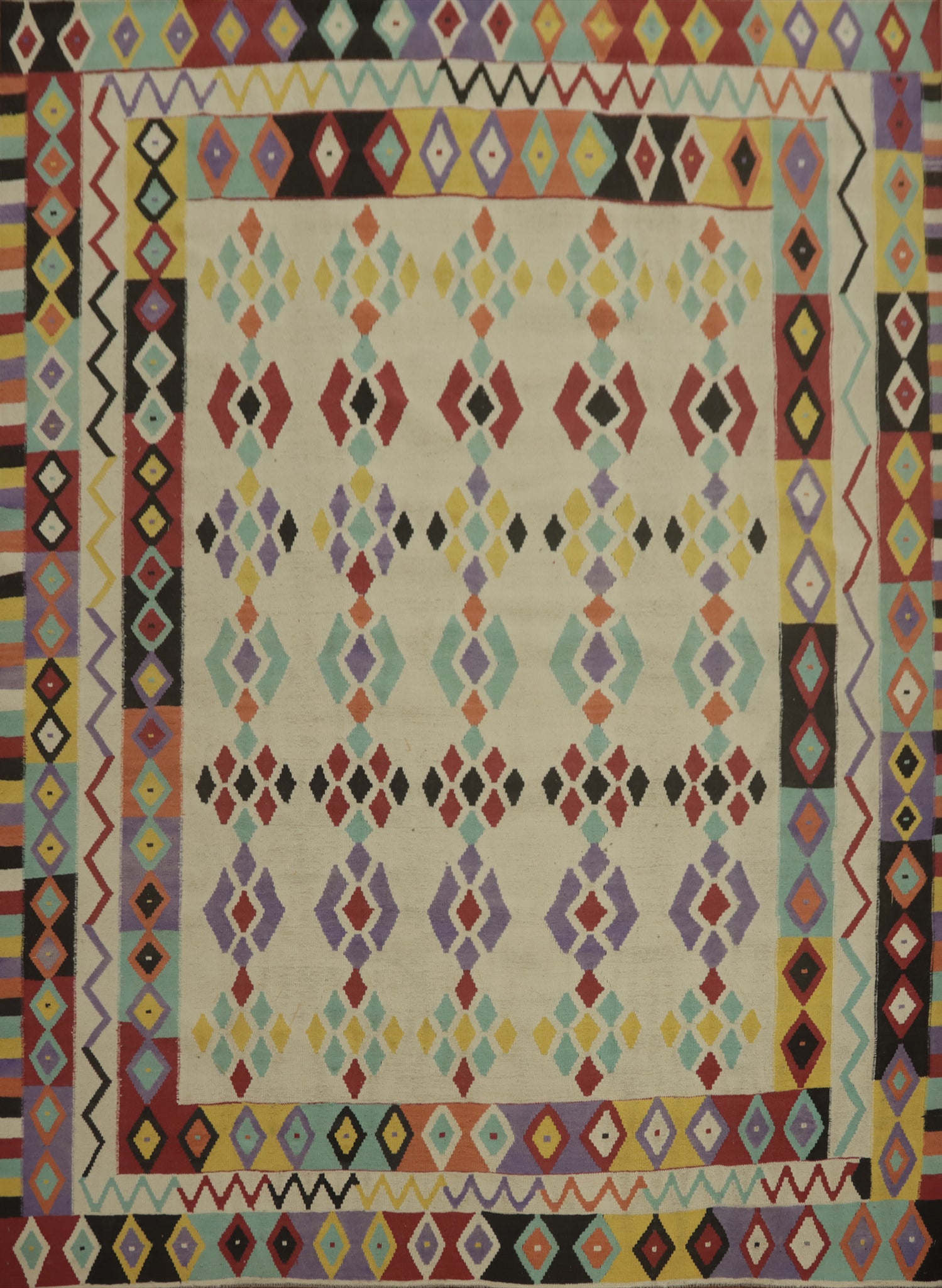 Geometric Wool Kilim Oriental Area Rug 9x10
