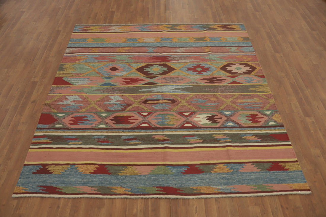 Tribal Wool Nomad Kilim Square Area Rug 8x8