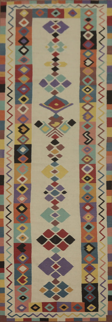 Geometric Wool Kilim Oriental Runner Rug 5x18