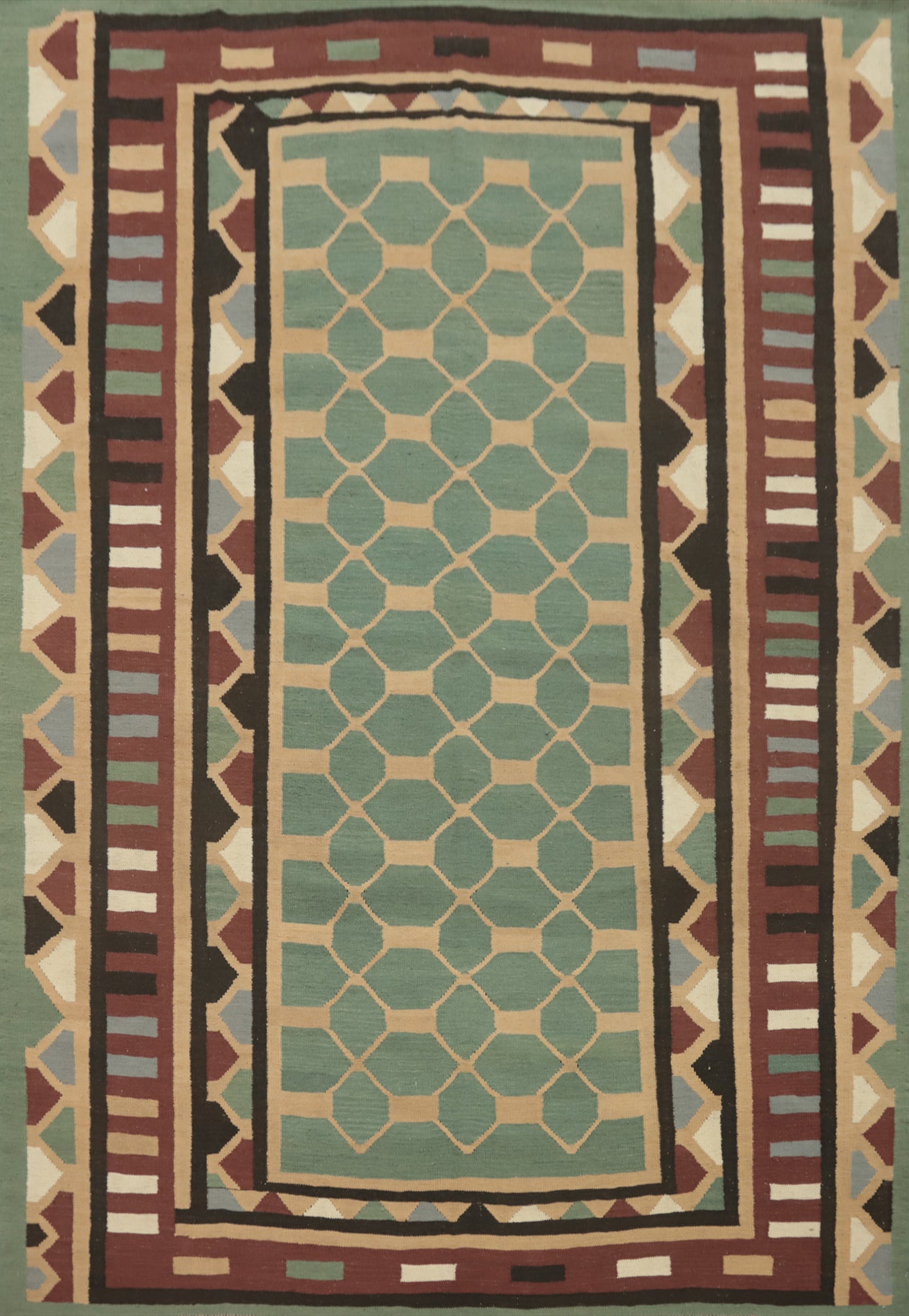 Green Geometric Kilim Oriental Area Rug 8x11