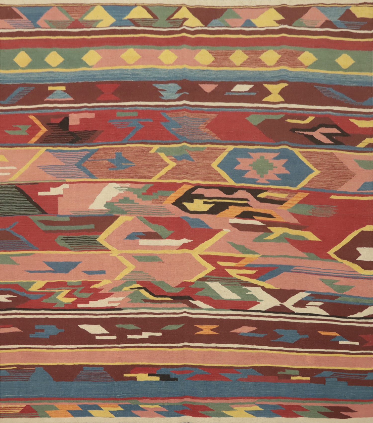 Colorful Kilim Wool Square Area Rug 8x8