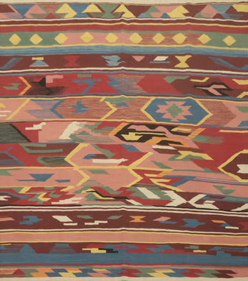 Colorful Kilim Wool Square Area Rug 8x8