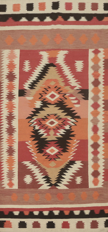 Geometric Wool Kilim Oriental Area Rug 5x12