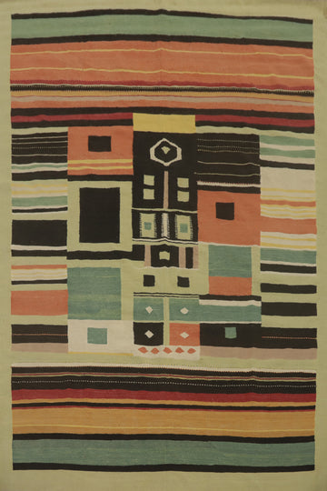 Flat Weave Wool Kilim Oriental Area Rug 9x12