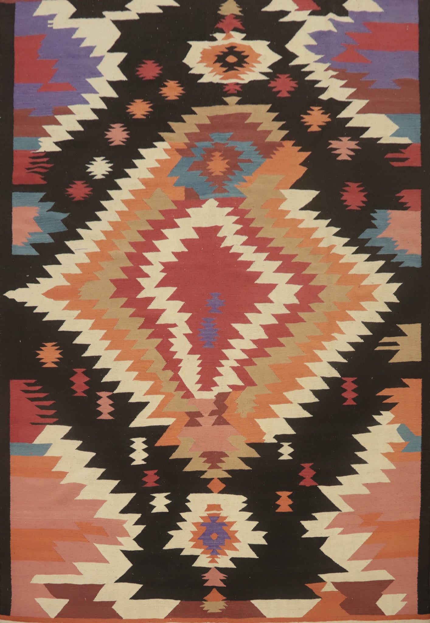 Geometric Wool Kilim Oriental Area Rug 9x12