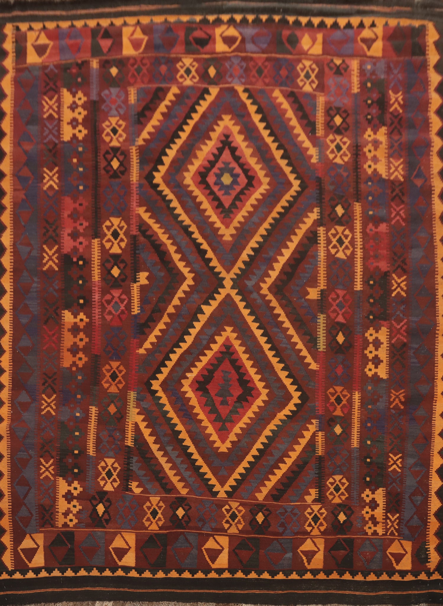 Flat Weave Kilim Vegetable Dye Area Rug 9x11