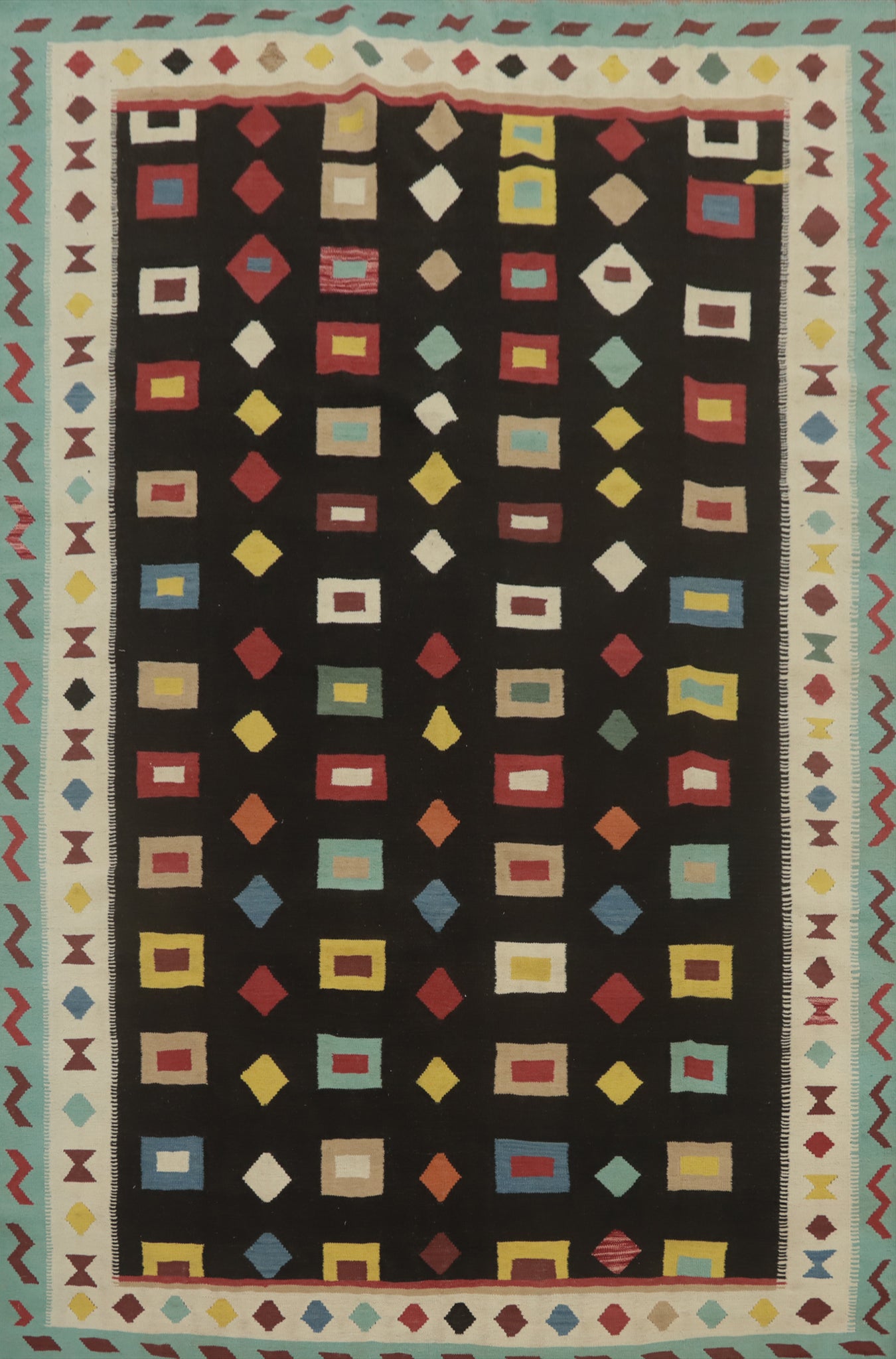 Black Geometric Kilim Oriental Area Rug 8x11