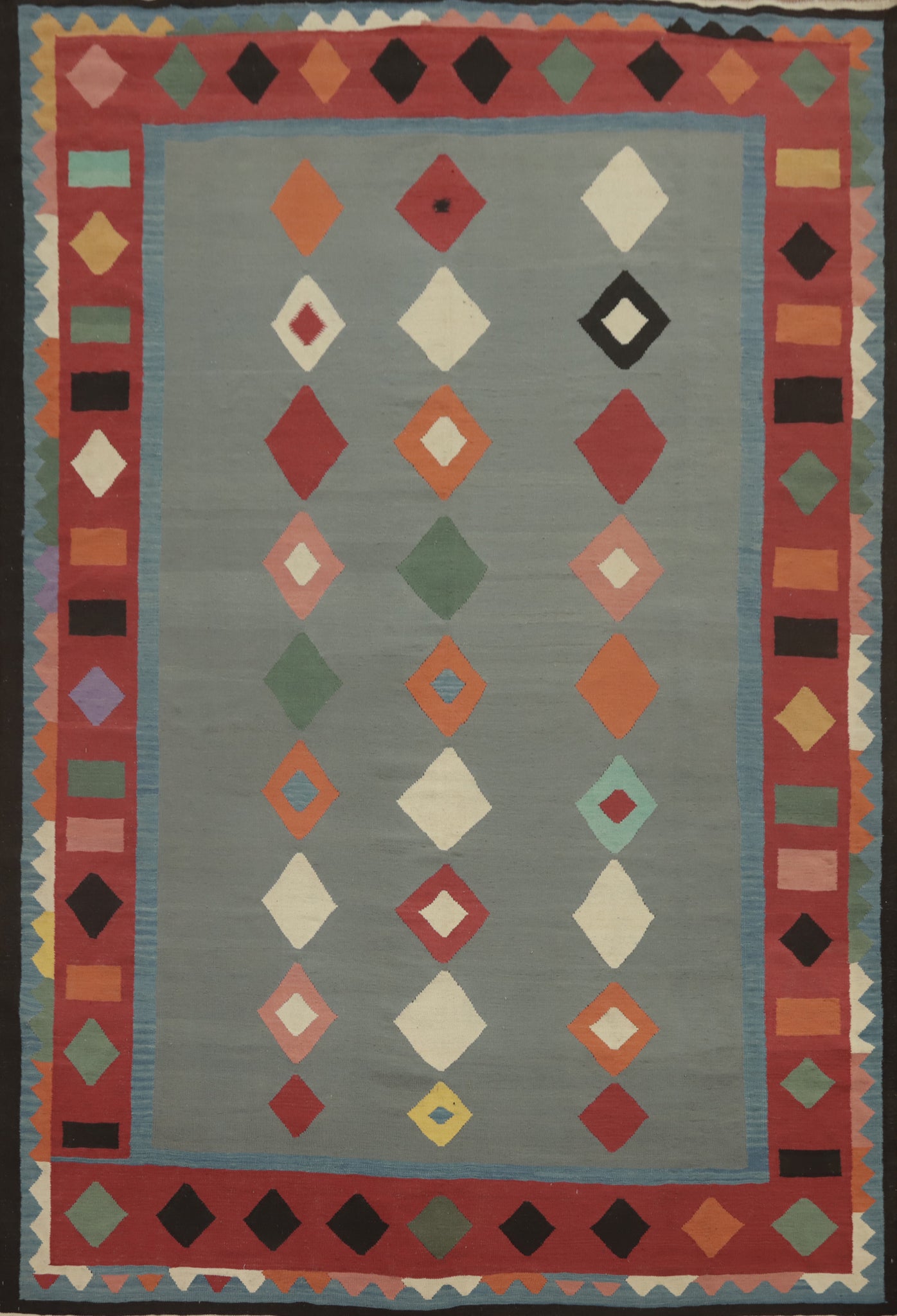 Gray Wool Kilim Oriental Large Rug 10x14