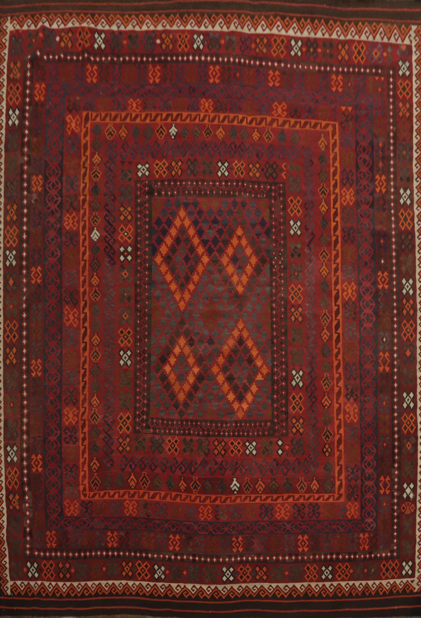 Flat Weave Wool Kilim Vegetable Dye Area Rug 8x10