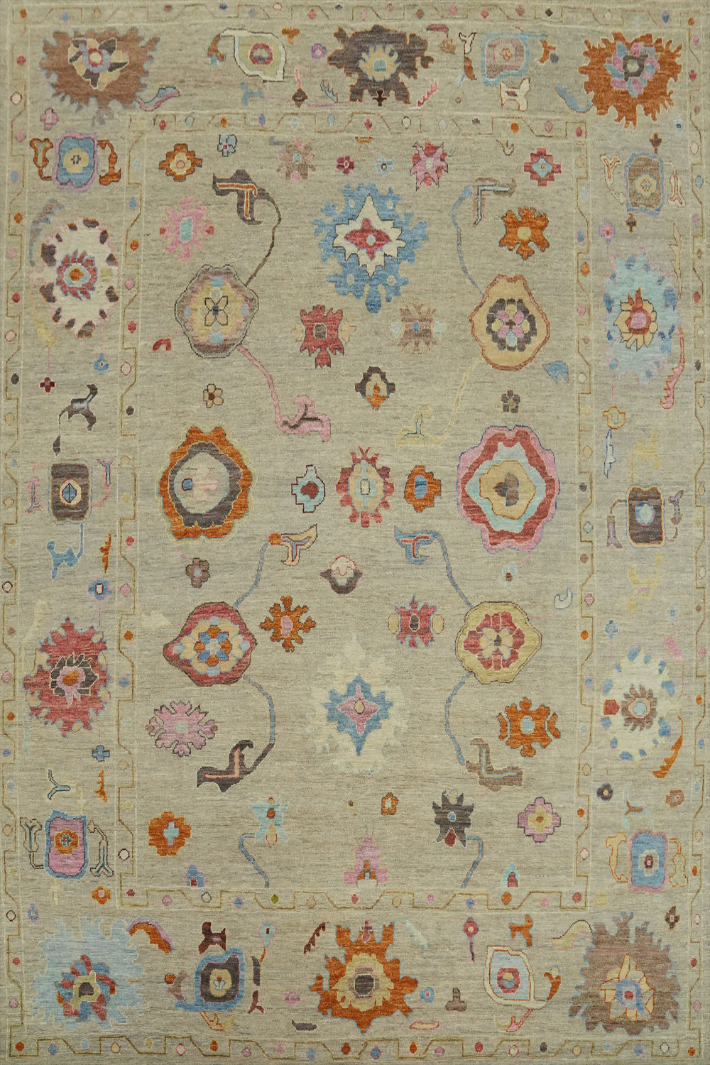 Vegetable Dye Wool Oushak Turkish Area Rug 9x12