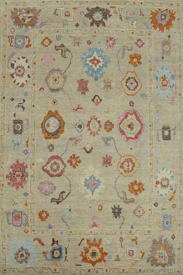 Vegetable Dye Wool Oushak Turkish Area Rug 9x12