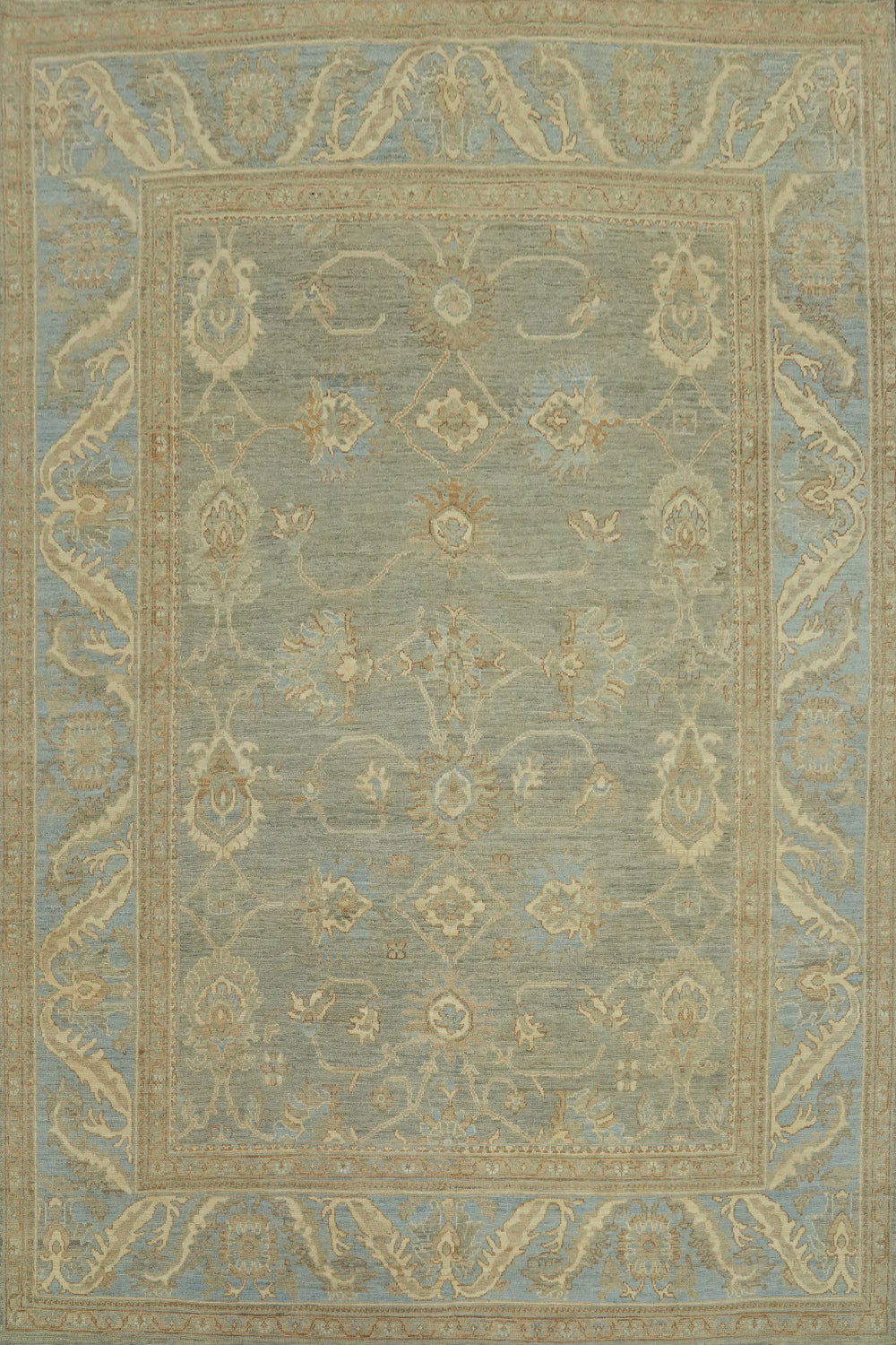 Handmade Gray Oushak Vegetable Dye Area Rug 9x12