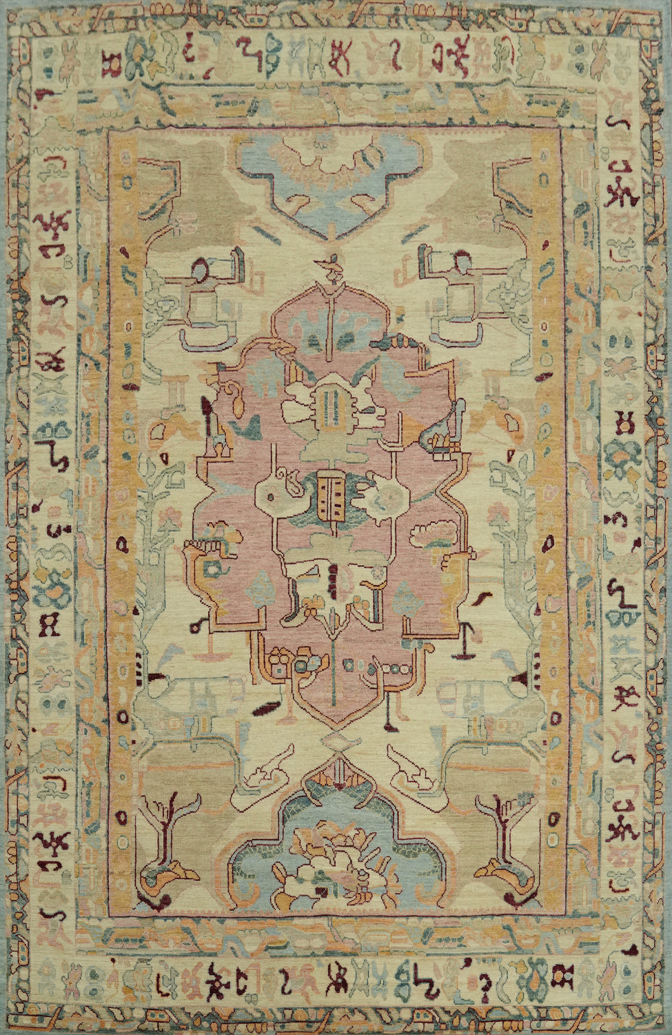 Vegetable Dye Wool Oushak Turkish Area Rug 9x12