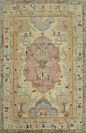 Vegetable Dye Wool Oushak Turkish Area Rug 9x12