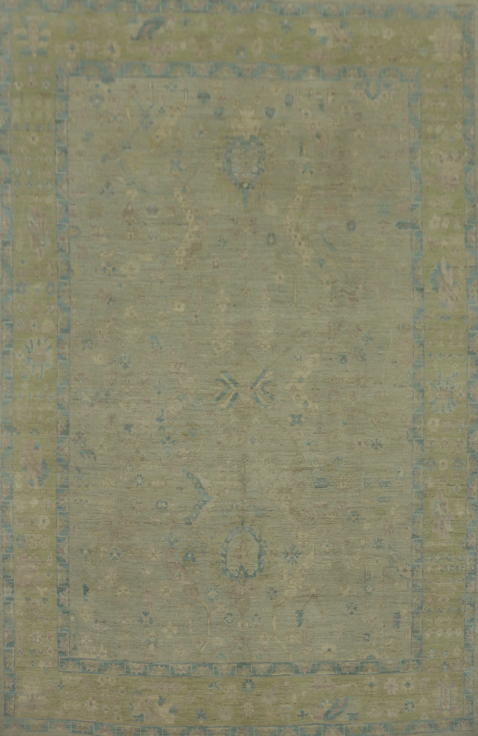 Vegetable Dye Wool Oushak Turkish Area Rug 9x12