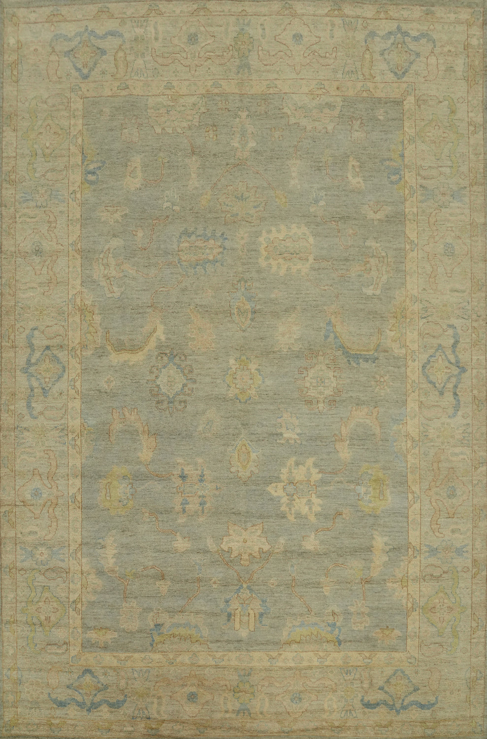 Handmade Gray Oushak Vegetable Dye Area Rug 9x12
