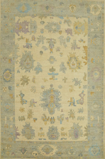 Vegetable Dye Wool Oushak Turkish Area Rug 9x11